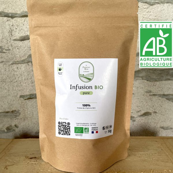Sachet de 50 g d’infusion bio 100 % chanvre, riche en CBG, Le Panier bio du Moulin